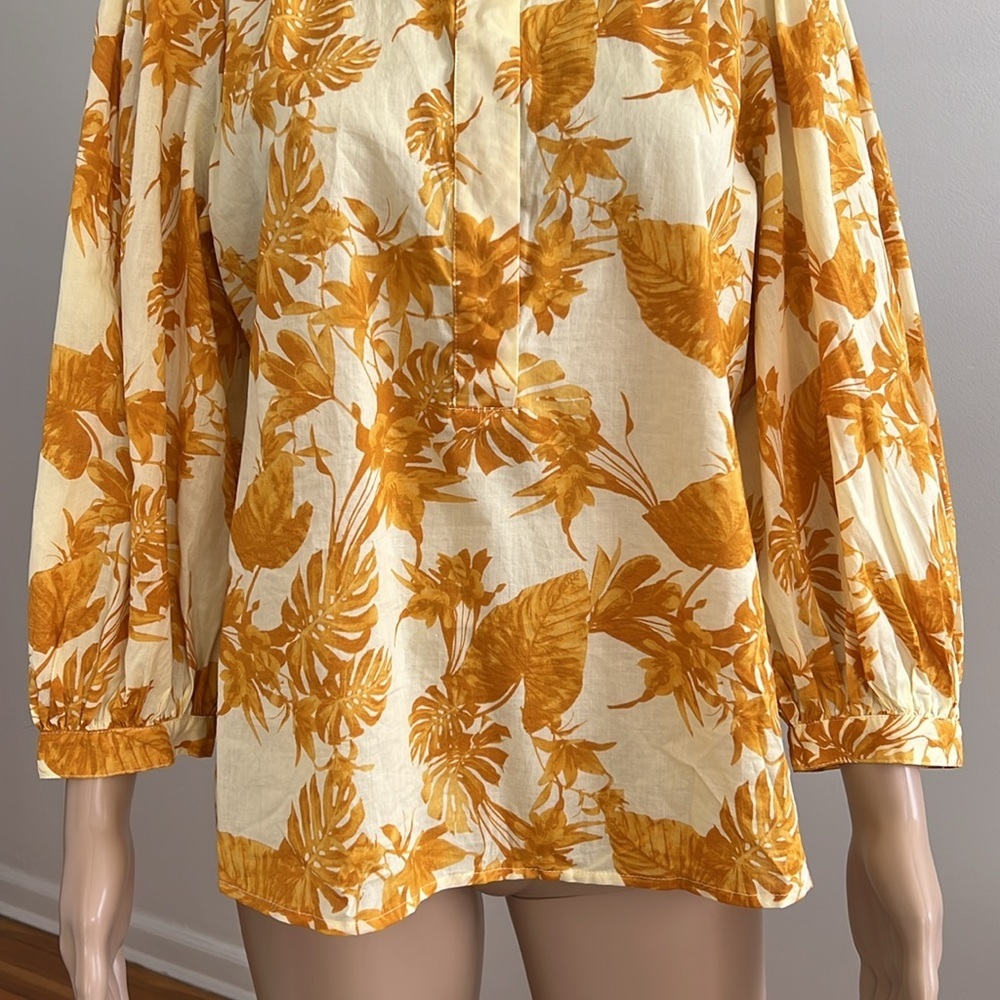 Banana Republic Cotton Floral Blouse Yellow Size S - Picture 5 of 12
